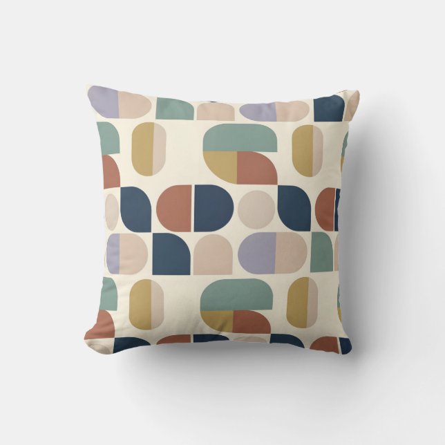 Mid-Century Modern Abstract Geometric Shapes Cushion (Front)