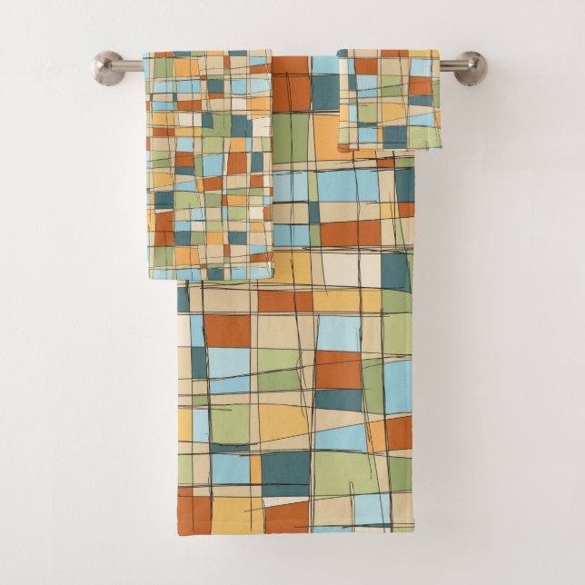 Mid-Century Modern Abstract Geometric Towels (Insitu)
