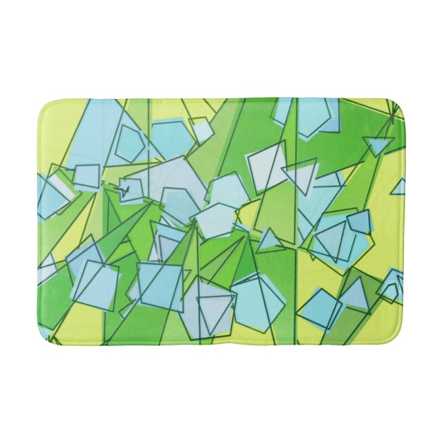 Mid-Century Modern Abstract, Lime Green and Yellow Bath Mat (Front)