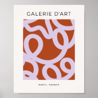 Mid Century Modern Abstract Lines Brown And Purple