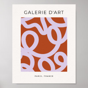 Mid Century Modern Abstract Lines Brown And Purple Poster