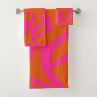 Mid Century Modern Abstract Lines Orange And Pink
