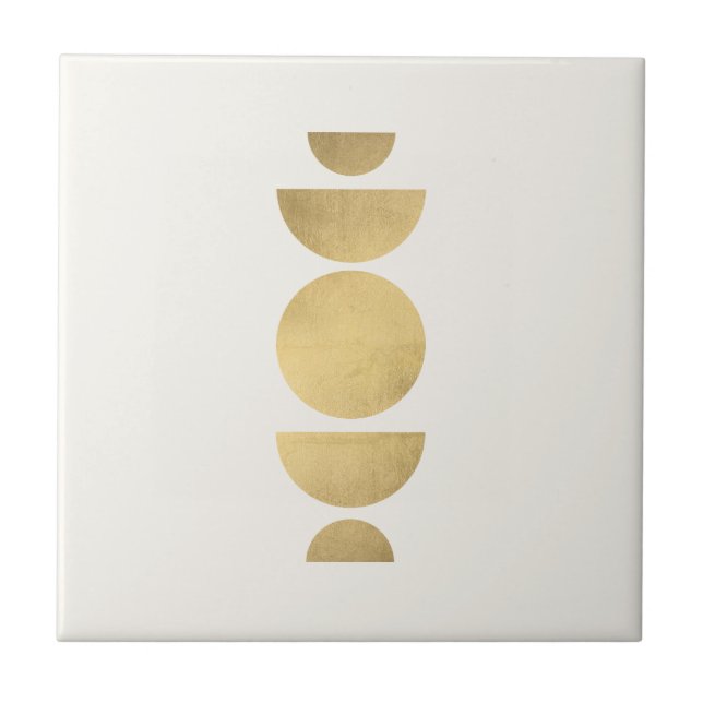 Mid-century Modern Abstract Moon Phases Ivory Tile (Front)