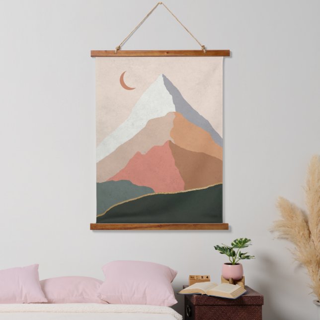Mid Century Modern Abstract Mountains Hanging Tapestry (Bedroom)