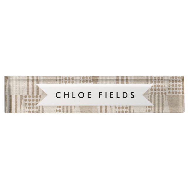 Mid Century Modern Abstract Neutral Print Nameplate (Front)