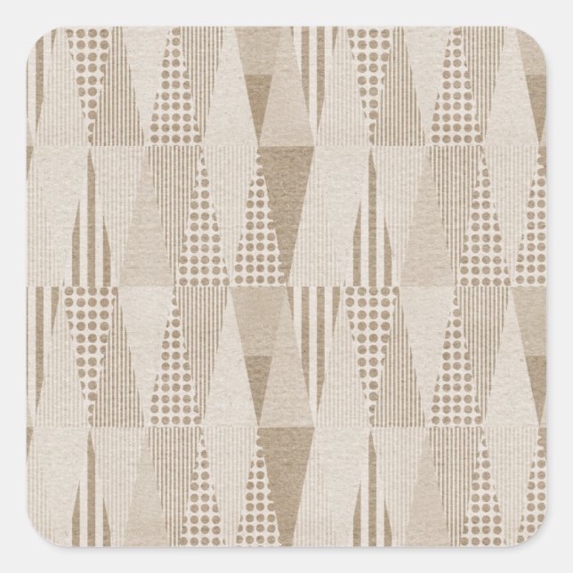 Mid Century Modern Abstract Neutral Print Square Sticker (Front)