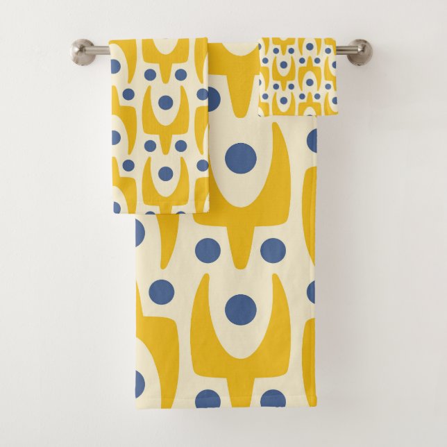 Mid Century Modern Abstract Pattern Bath Towel Set (Insitu)