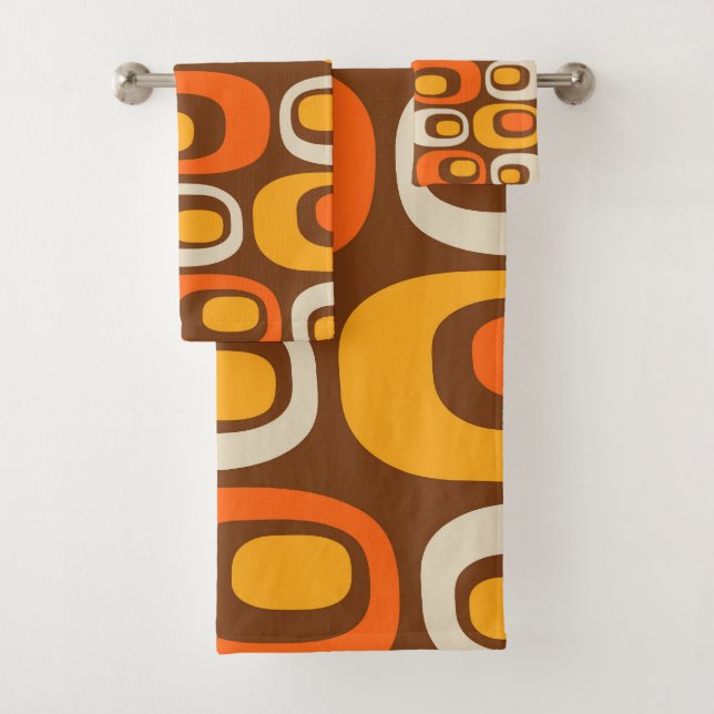 Mid-Century Modern Abstract Pattern Bath Towel Set (Insitu)