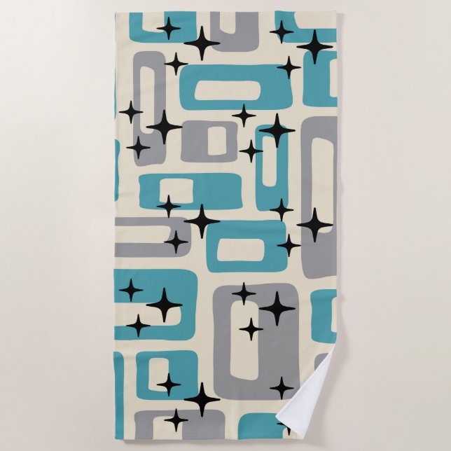 Mid Century Modern Abstract Pattern Beach Towel (Front)