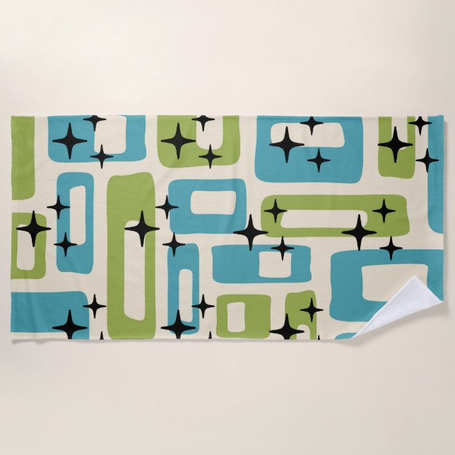 Mid Century Modern Abstract Pattern Beach Towel (Front)