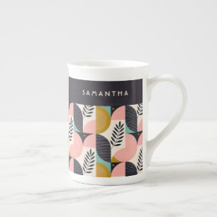 Mid Century Modern Abstract Pattern Boho Custom Bone China Mug