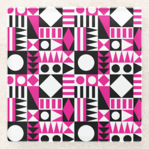 Mid-century modern abstract pattern. glass coaster