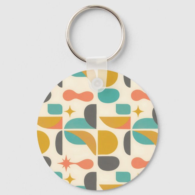 Mid Century Modern Abstract Pattern Key Ring (Front)