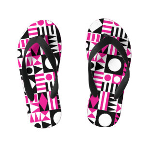 Mid-century modern abstract pattern. kid's flip flops
