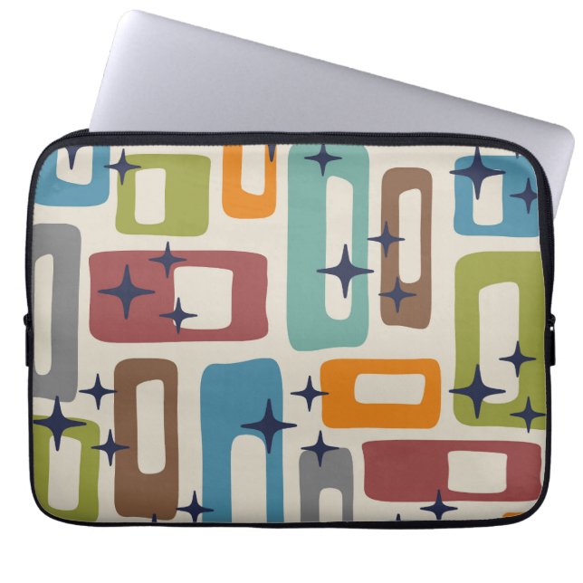 Mid Century Modern Abstract Pattern Laptop Sleeve (Front)