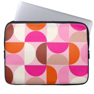 Mid Century Modern Abstract Pattern Pink Orange Laptop Sleeve
