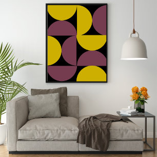 Mid Century Modern Abstract Pattern Purple Rustic  Poster