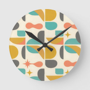 Mid Century Modern Abstract Pattern Round Clock