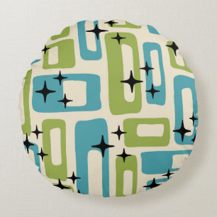 Mid Century Modern Abstract Pattern Round Cushion