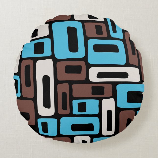 Mid Century Modern Abstract Pattern Round Cushion (Front)