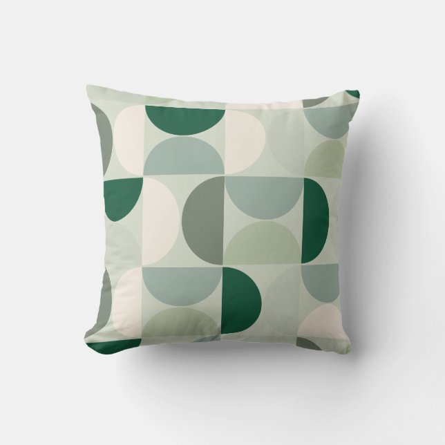 Mid Century Modern Abstract Pattern Sage Green Cushion (Front)