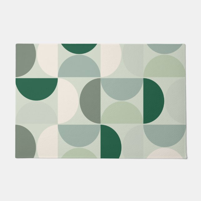 Mid Century Modern Abstract Pattern Sage Green Doormat (Front)