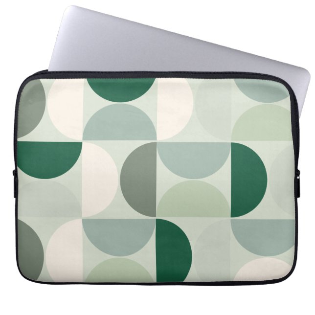 Mid Century Modern Abstract Pattern Sage Green Laptop Sleeve (Front)