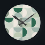 Mid Century Modern Abstract Pattern Sage Green Round Clock<br><div class="desc">Mid century modern pattern – abstract geometric shapes – minimalist pattern in sage green.</div>