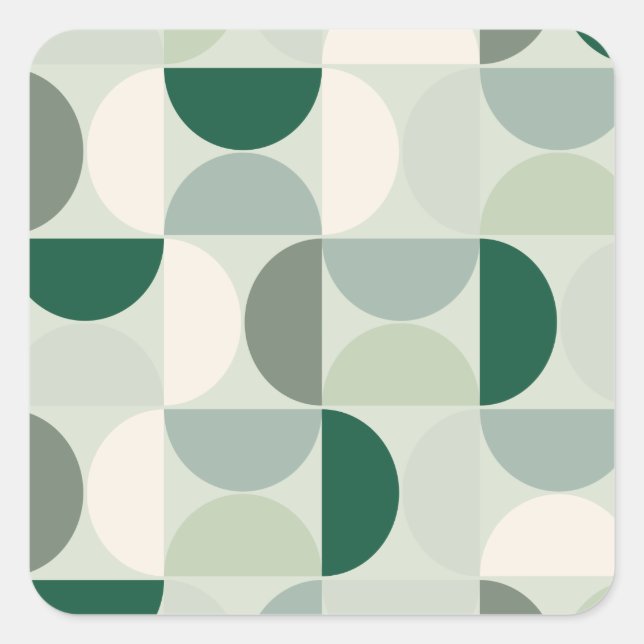Mid Century Modern Abstract Pattern Sage Green Square Sticker (Front)