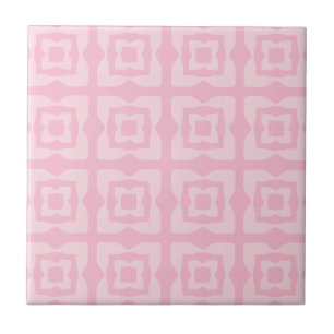 Mid Century Modern Abstract Pattern Splotches Pink Tile
