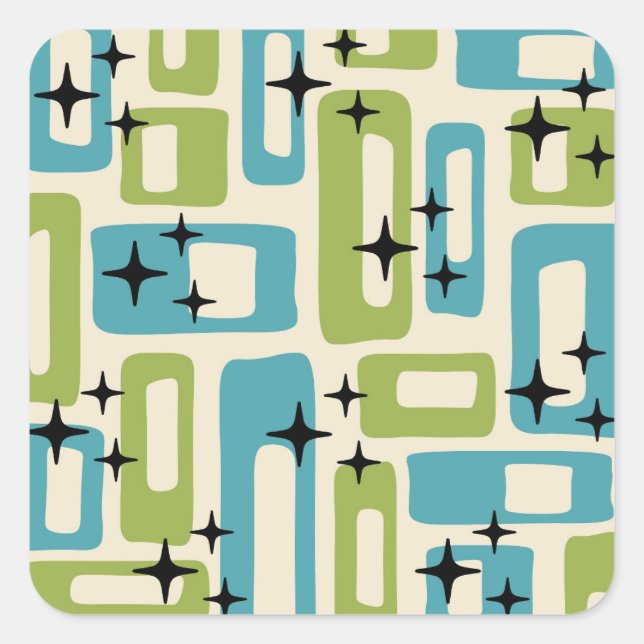 Mid Century Modern Abstract Pattern Square Sticker (Front)