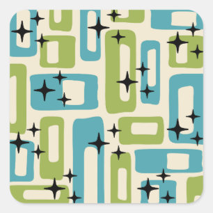 Mid Century Modern Abstract Pattern Square Sticker