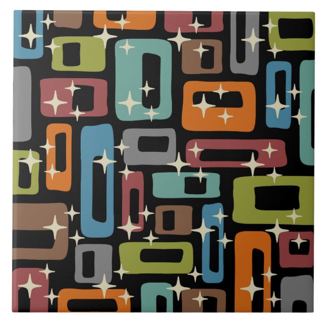 Mid-Century Modern Abstract Pattern Tile (Front)
