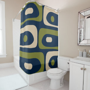 Mid-century Modern Abstract Piquet Pattern Shower Curtain
