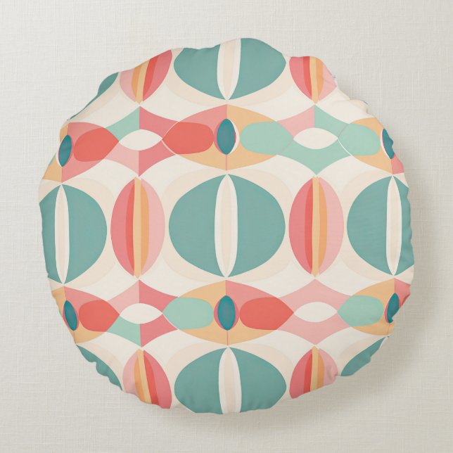 Mid-century Modern Abstract Round Pillow (Back)