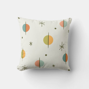 Mid Century Modern Abstract Spheres and Stars Cushion