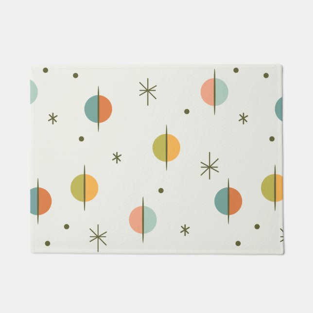 Mid Century Modern Abstract Spheres and Stars Doormat (Front)