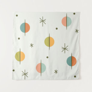 Mid Century Modern Abstract Spheres and Stars Tapestry