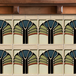 Mid-Century Modern Abstract Symmetry Arts Crafts Tile