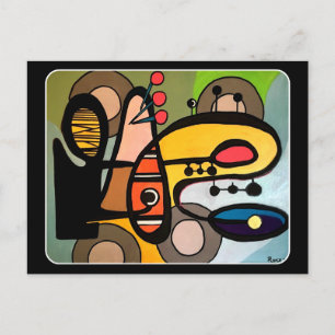 'Mid-Century Modern Abstract the Machine' painting Postcard