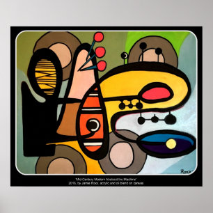 'Mid-Century Modern Abstract the Machine' painting Poster