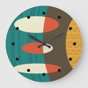 Mid Century Modern Abstract Vinyl Colourful Large Clock