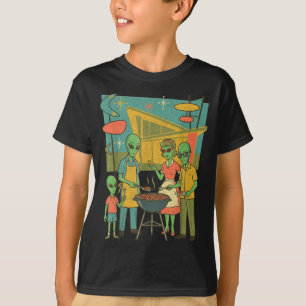 Mid Century Modern Alien Bbq Family Retro1950s T-Shirt