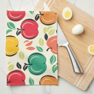 Mid-Century Modern Apple Retro Orchard Tea Towel