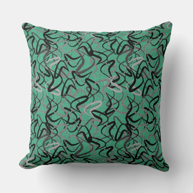 Mid-Century Modern Aqua Boomerang Patterns | Retro Cushion (Front)