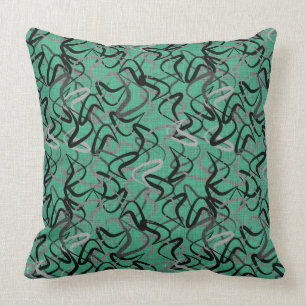 Mid-Century Modern Aqua Boomerang Patterns   Retro Cushion