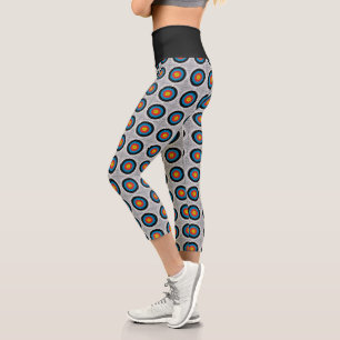 Mid Century Modern Archery Targets Pattern Capri Leggings