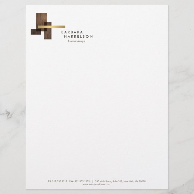 Mid-Century Modern Architectural Logo II on White Custom Letterhead (Front)