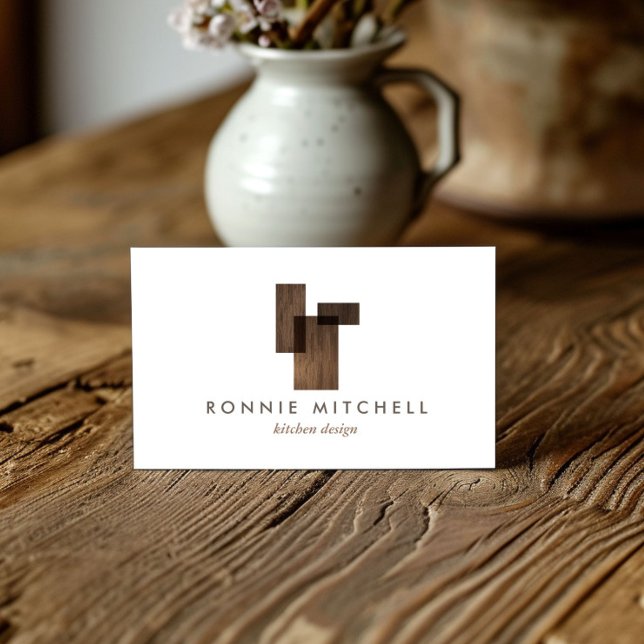 Mid-Century Modern Architectural Logo on White Business Card (Creator Uploaded)