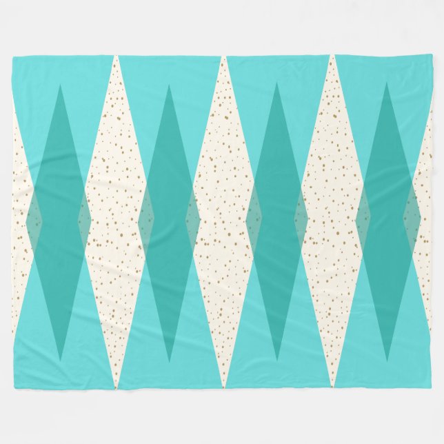 Mid Century Modern Argyle Fleece Blanket (Front (Horizontal))